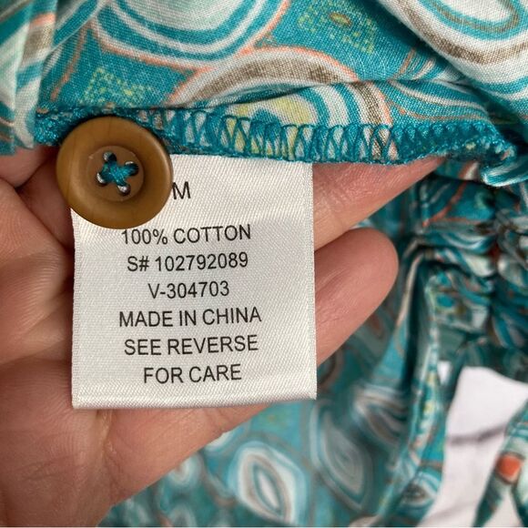 Vintage Anchor Blue Tank SZ M Tunic 100% Cotton Y2K 90’s Turquoise Orange Circle - Picture 9 of 16